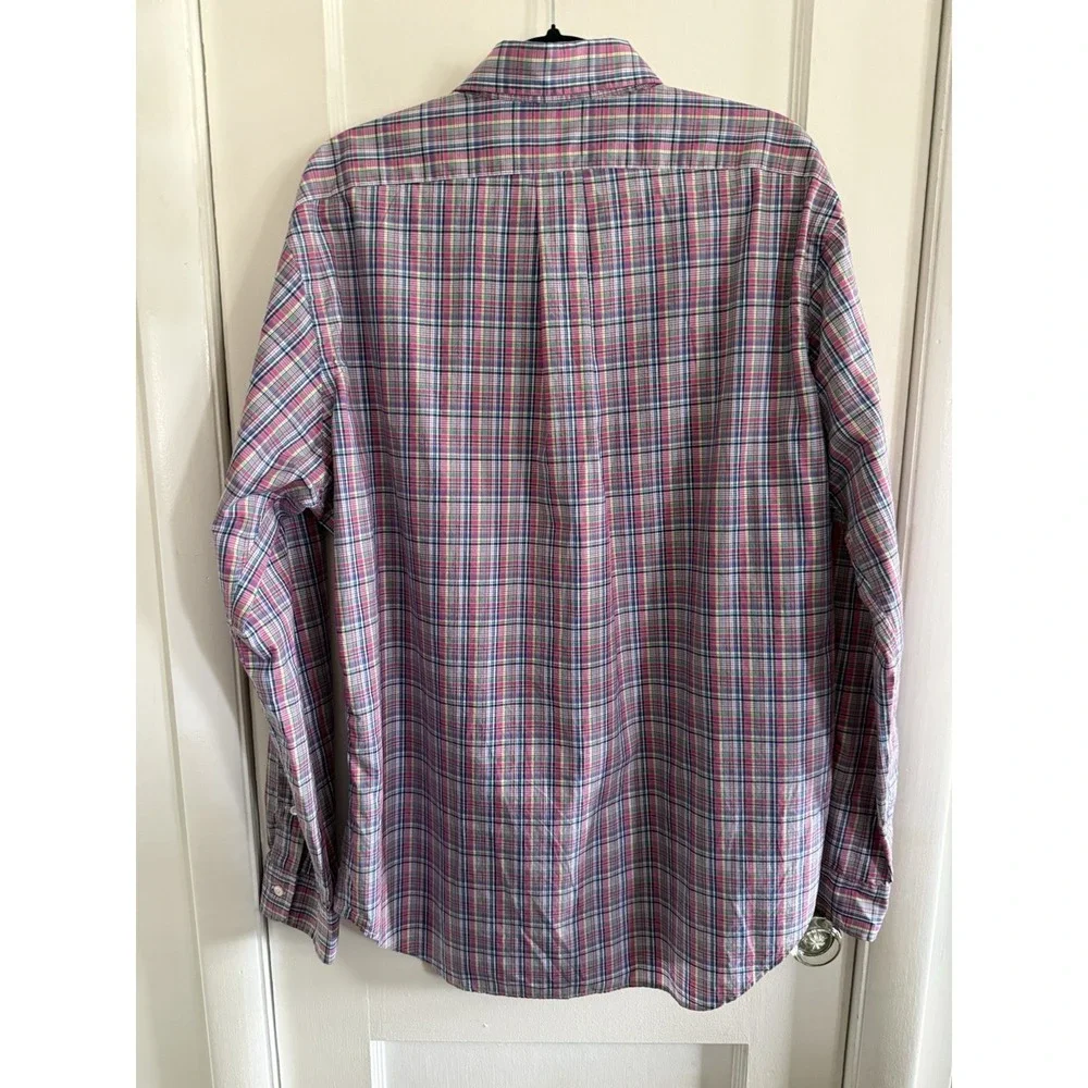 Polo Ralph Lauren Pastel Plaid Button Front Oxford Shirt Classic Fit L Large